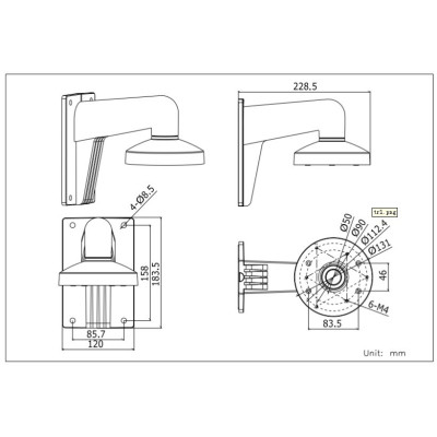 Hikvision DS-1273ZJ-130-TRL - (0105-912) - wall bracket for DOME cameras