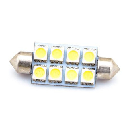 8SMD-5050 - LED auto žárovka s paticí C5W 12V, 41mm (sufit)