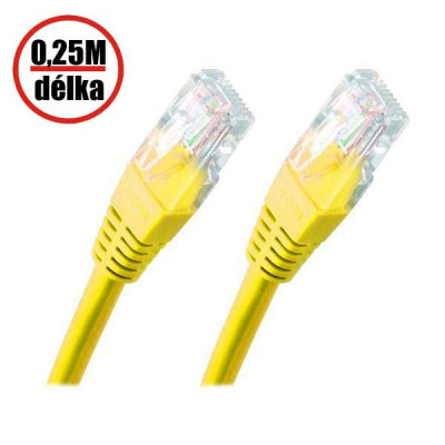 PK_5UTP0025YELLOW - Patch kabel, UTP, Cat 5e, 0,25m, žlutý