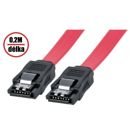 30AWG datový k HDD SATA 3.0. 1xHDD, 0.2m, západky, červený