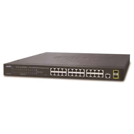 Planet - (NAPPNT1030) - GS-4210-24T2S Switch, 24× 10/100/1000 + 2× 100/1000 SFP, Web/SNMPv3 SSL/SSH, VLAN, QoS, IPv6