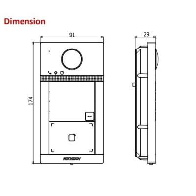 Hikvision DS-KV8113-WME1(C)/Flush dveřní IP stanice, 1 tlačítko, 2 Mpx, LAN+WiFi, RFID, 2.gen., zápustná