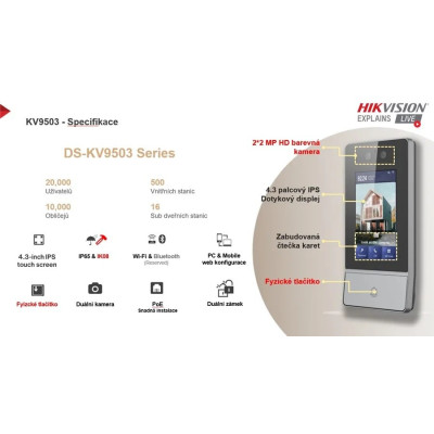 Hikvision DS-KV9503-WBE1 IP dveřni interkom s rozpoznáním obličeje 4,3" dotykový displej