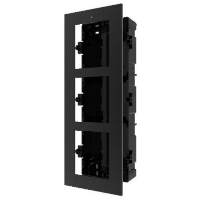 Hikvision DS-KD-ACF3/black zápustná instalační krabička s rámečkem pro 3 moduly, černá, 2.gen.
