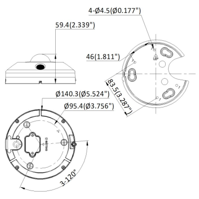 HIKVISION DS-2CD6365G1-IVS(1,16 mm) – 6 Mpx, FISHEYE-Kamera, f1,16 mm, IR 15 m, 2x Mikrofon, Lautsprecher