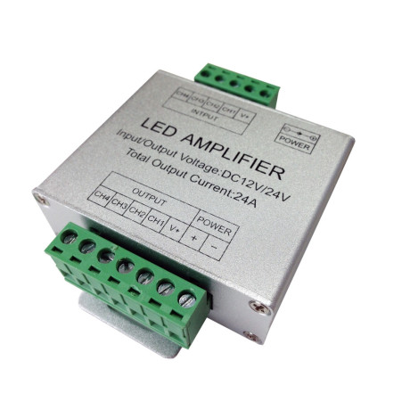 T-LED AMP6 RGBW Négy csatornás RGBW erősítő 288W, 4x6A, alkalmas RGBW szalagokhoz, panelekhez és egyéb RGBW fényforrásokhoz és m